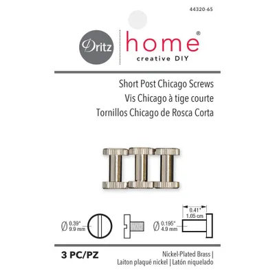 Dritz 3ct Home Short Post Chicago Screws Nickel