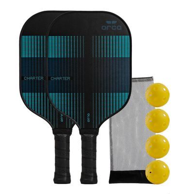 Orca Charter Polymer Honeycomb Pickleball Paddle Deluxe Combo Set - Blue/Black