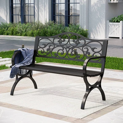 Two Seat Cast Steel Porch Swing with Butterfly Shaped Back - Captiva Designs