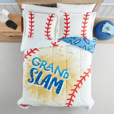 Twin/Full Baseball Engineered Kids Bedding Set - Sports Illustrated: Breathable Polyester Comforter & Shams, Sports Theme