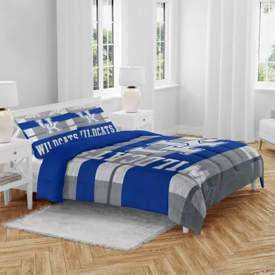 NCAA Kentucky Wildcats Heathered Stripe Queen Bedding Set in a Bag - 3pc