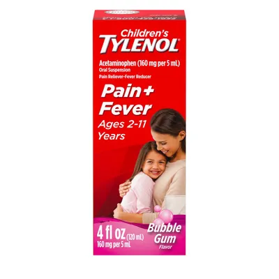 Childrens Tylenol Pain + Fever Relief Liquid - Acetaminophen - Bubble Gum - 4 fl oz