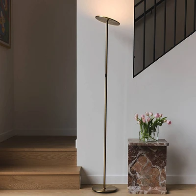 Brightech Sky Modern Dimmable Integrated LED Floor Lamp Antique Brass