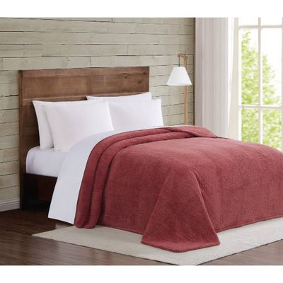 Full/Queen Marshmallow Faux Shearling Bed Blanket Dusty Rose - Brooklyn Loom