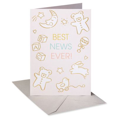 Best News Ever with Baby Icons Baby Shower Card Ivory