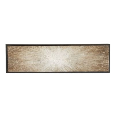 Canvas Starburst Handmade Radial Framed Wall Art with Black Frame Brown - Olivia & May: Modern Glam Decor, Abstract Painting