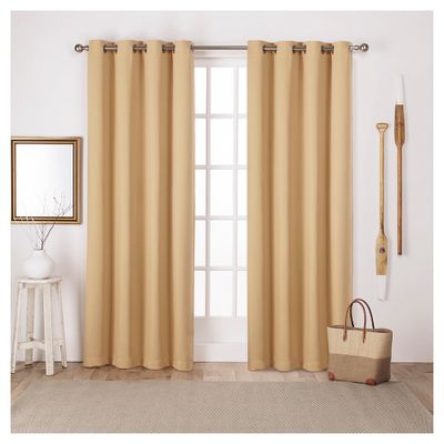 Set of 2 (108x52) Sateen Twill Weave Insulated Blackout Grommet Top Window Curtain Panels Yellow - Exclusive Home: Mustard, Room Darkening