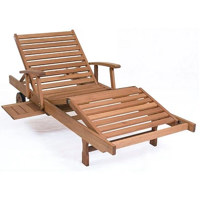 Amazonia Fiji Eucalyptus Wood Outdoor Patio Chaise Lounge Brown: All-Weather, UV-Resistant