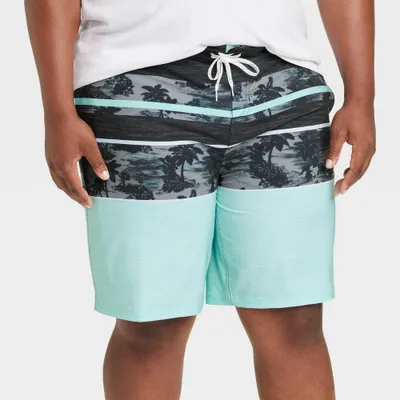 Mens Big & Tall 10 Tropical Print Swim Shorts