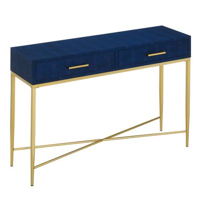 Ashley Console Table Blue/Gold - Breighton Home: Modern Sofa Table, 2 Drawers, Mid-Century Style