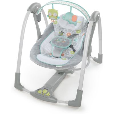 Ingenuity Swing n Go Portable 5-Speed Baby Swing with Nature Sounds - Hugs & Hoots