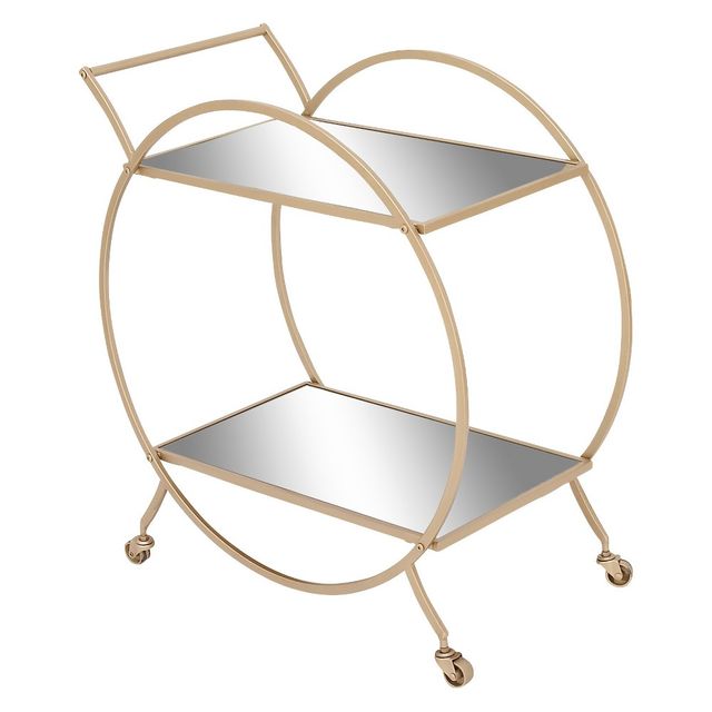 Contemporary Metal and Mirror Round Cart  - Olivia & May