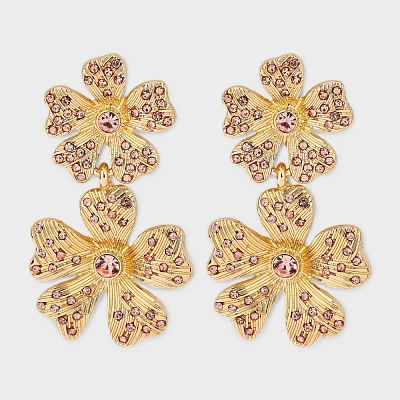 Floral Pave Drop Earrings