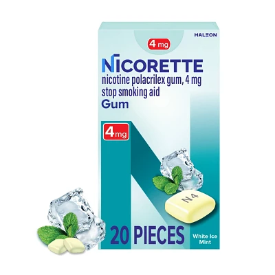 Nicorette 4mg Stop Smoking Aid Nicotine Gum - White Ice Mint