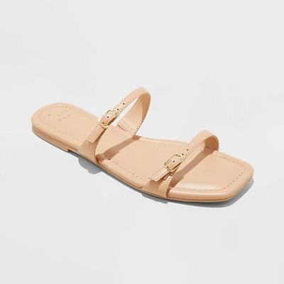 Women Connie Two Band Buckle Slide Sandal with Memory Foam Inole