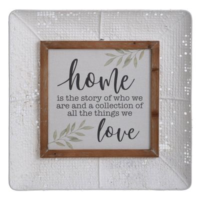 Metal Home Story Vintage Design Tray Hanging Printed Sentiment Framed Wall Canvas - StyleCraft: Farmhouse-Inspired Decor, Quote Art