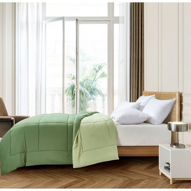 Twin Reversible Microfiber Down Alternative Comforter Olive/Sage - Blue Ridge Home Fashions