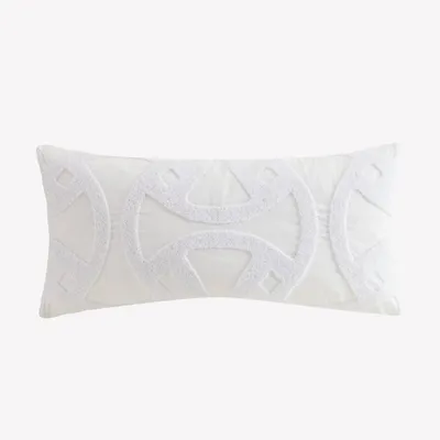 Santorini Tufted Decorative Pillow White - Trina Turk: Cotton Canvas, Geometric Pattern, Zippered Cover