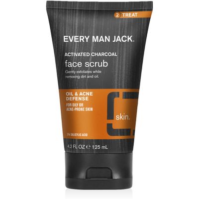 Every Man Jack Mens Exfoliating Activated Charcoal Face Scrub, Help Unclog Pores, Prevent Breakouts - 4.2 fl oz