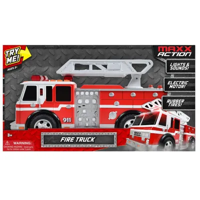 Maxx Action Large Firetruck with Extendable Ladder  Lights & Sounds Motorized Rescue Vehicle