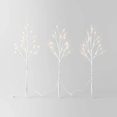 3pc LED Faux Birch Twig Christmas Novelty Sculpture Light Warm White - Wondershop