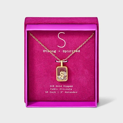 14k Gold Dipped Cubic Zirconia Pierced Initial S Shaker Necklace - A New Day Gold