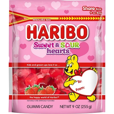 Haribo Valentines Sweet and Sour Hearts Bag - 9oz