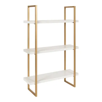 20 x 30 Leigh Wood and Metal Wall Shelf White/Gold - Kate & Laurel All Things Decor