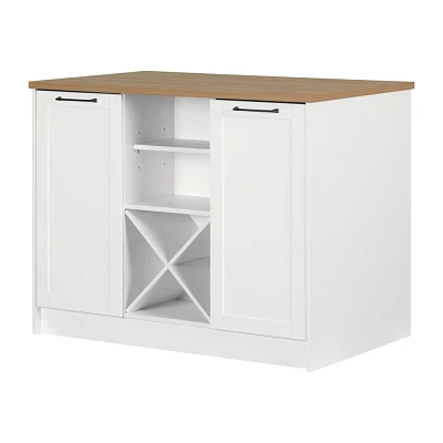 South Shore Toscano 6 Drawer Kitchen Island White/Maple