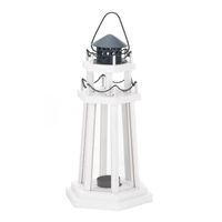 12 Iron/Wooden Lighthouse Point Outdoor Lantern White - Zingz & Thingz: Glass Panes, Galvanized Metal Top