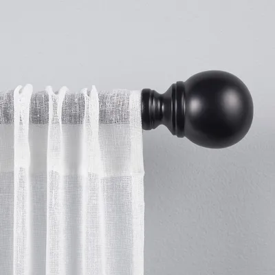 120x66 Adjustable Sphere Curtain Rod and Coordinating Finial Set Matte Black - Exclusive Home