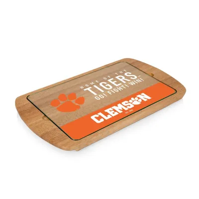 NCAA Clemson Tigers Parawood Billboard Glass Top Serving Tray