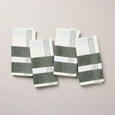 4pk Winter Plaid Cloth Napkins Dark Green/Cream - Hearth & Hand with Magnolia