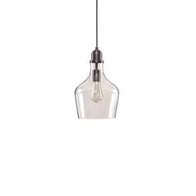 Ink+Ivy 9x95.5 Auburn Bell Shaped Hanging Glass Simple Industrial Pendant Light Bronze: Adjustable Height