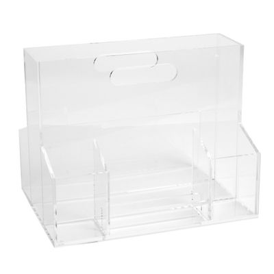 russell+hazel Acrylic Mobile Caddy Clear: Desk Organizer, Office Supplies, Acrylic Desk Accessories, 9.75 Height