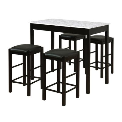 5pc Lancer Faux Leather Backless Stools Tavern Dining Set - Linon