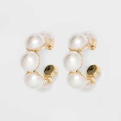 Mini Pearl Hoop Earrings - A New Day Gold