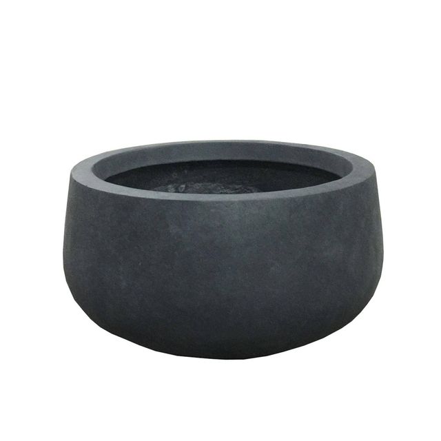 Rosemead Home & Garden, Inc. 20 Wide Kante Lightweight Concrete Outdoor Bowl Planter Pot Charcoal Black