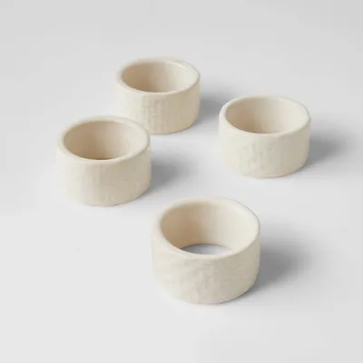 4pc Stoneware Napkin Rings Cream - Threshold designed with Studio McGee