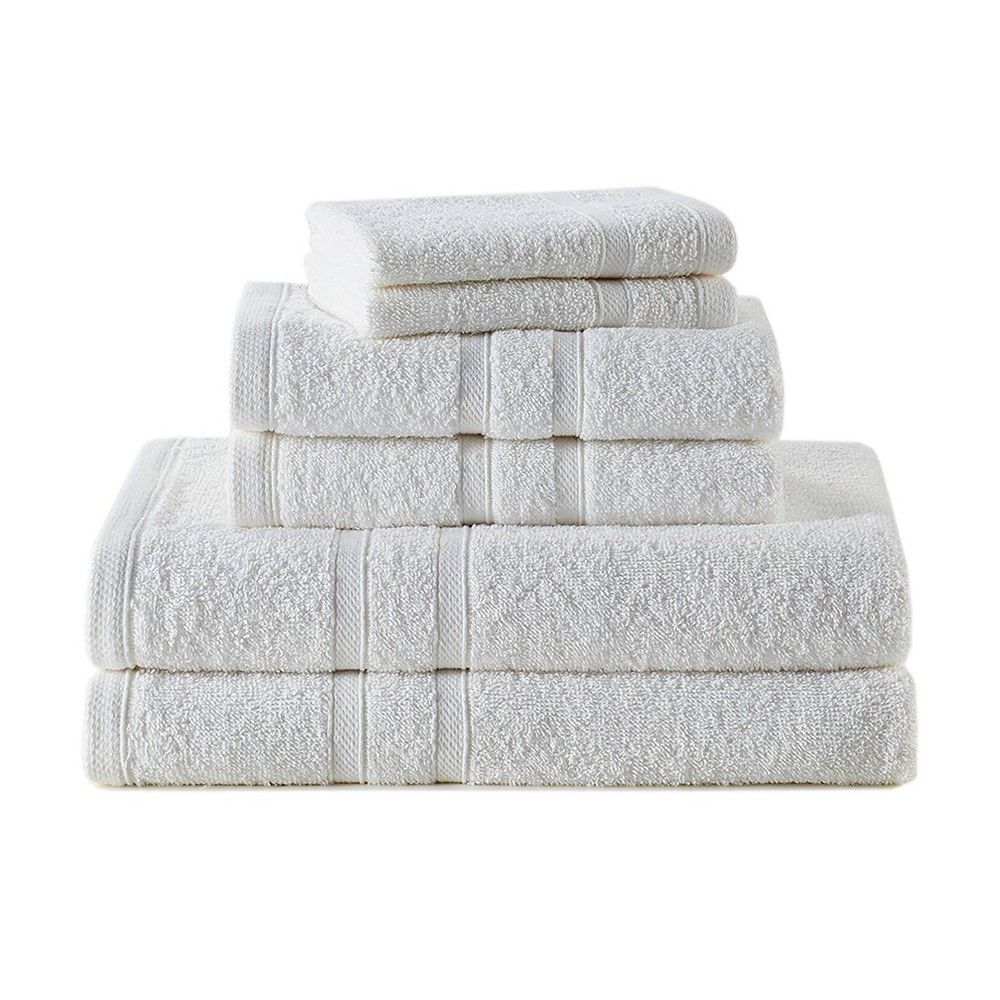 Cannon 6pk Quick Dry Bath Towel Set White - Cannon