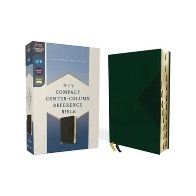 Niv, Compact Center-Column Reference Bible, Leathersoft, Green, Red Letter, Thumb Indexed. Comfort Print - by Zondervan (Leather Bound)