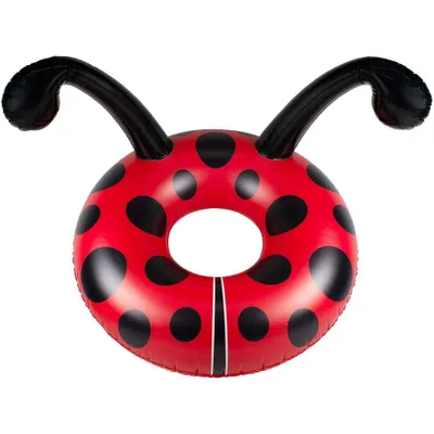 Poolmaster 48 Lady Bug Inflatable Swimming Pool Party Float - Black/Red