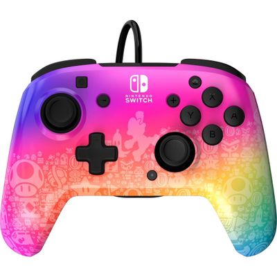 PDP REMATCH Wired Gaming Controller for Nintendo Switch - Super Mario Star Spectrum