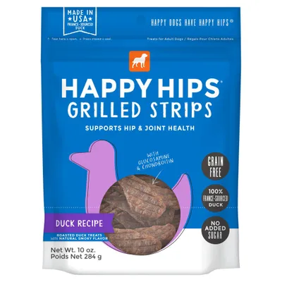 Cloud Star Happy Hips Grilled Strips Grain-Free Duck Flavor Dog Treats - 10oz