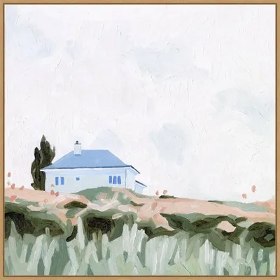 30 x 30 House on a Hill II by Emma Scarvey Framed Canvas Wall Art Print - Amanti Art