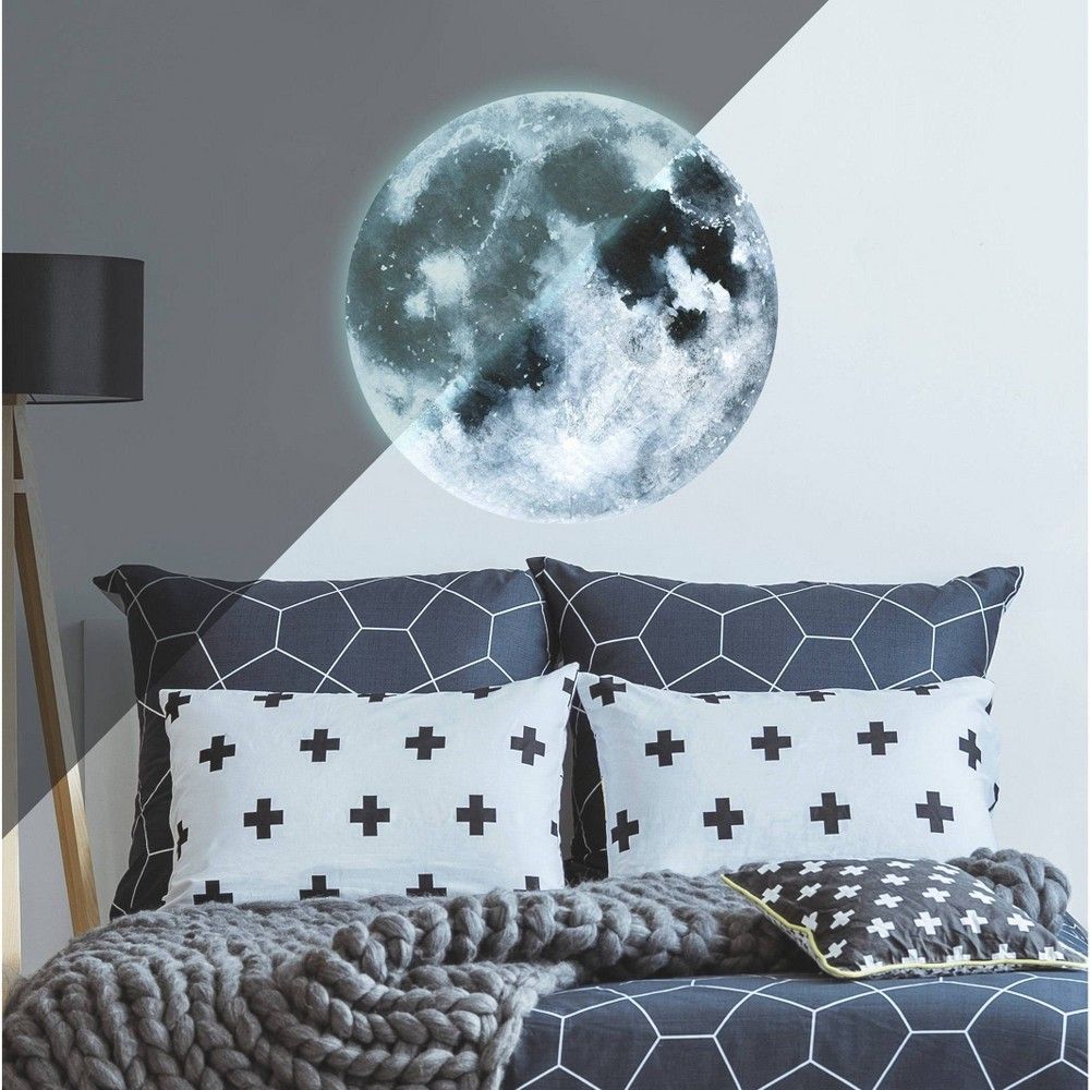 Moon Glow in the Dark Peel and Stick Giant Wall Decal - RoomMates: Vinyl Space-Themed Stickers for All Ages