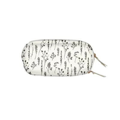 Blue Sky The Evergirl Faux Leather Zipper Pencil Pouch Pressed Flowers White