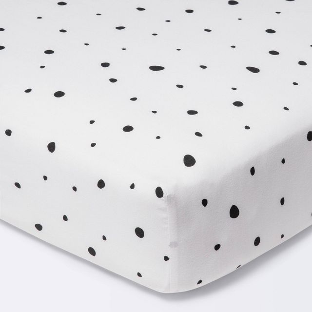 Fitted Crib Sheet Scatter Dot - Cloud Island - Black/Cream