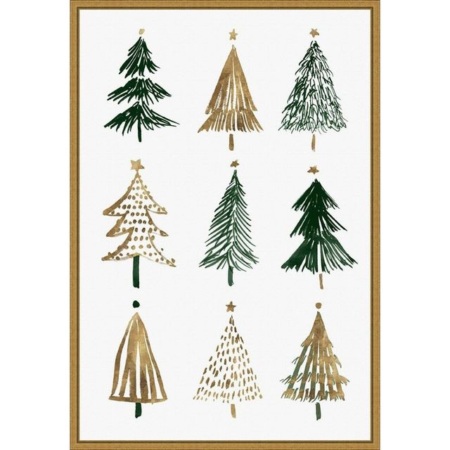 16 x 23 Evergreens II Tree by Isabelle Z Framed Canvas Wall Art - Amanti Art: Christmas Decor, Vertical Lithograph