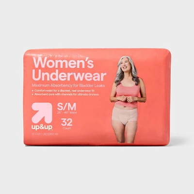Incontinence Underwear for Women - Unscented - Maximum Absorbency - S/M - 32ct - up&up